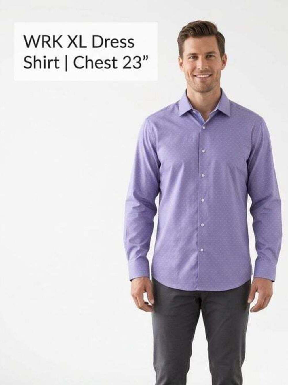 WRK Men's Light Purple Dot-Pattern Dress Shirt XL Extra Large
